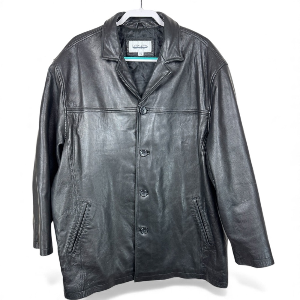 Joseph & Feiss Black Leather Jacket mens XXL Buttery Soft Black